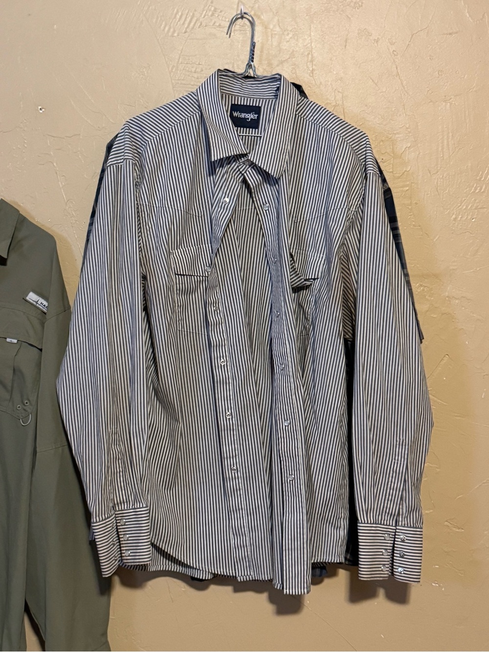 Wrangler Black and White Pinstripe Button-Down Shirt